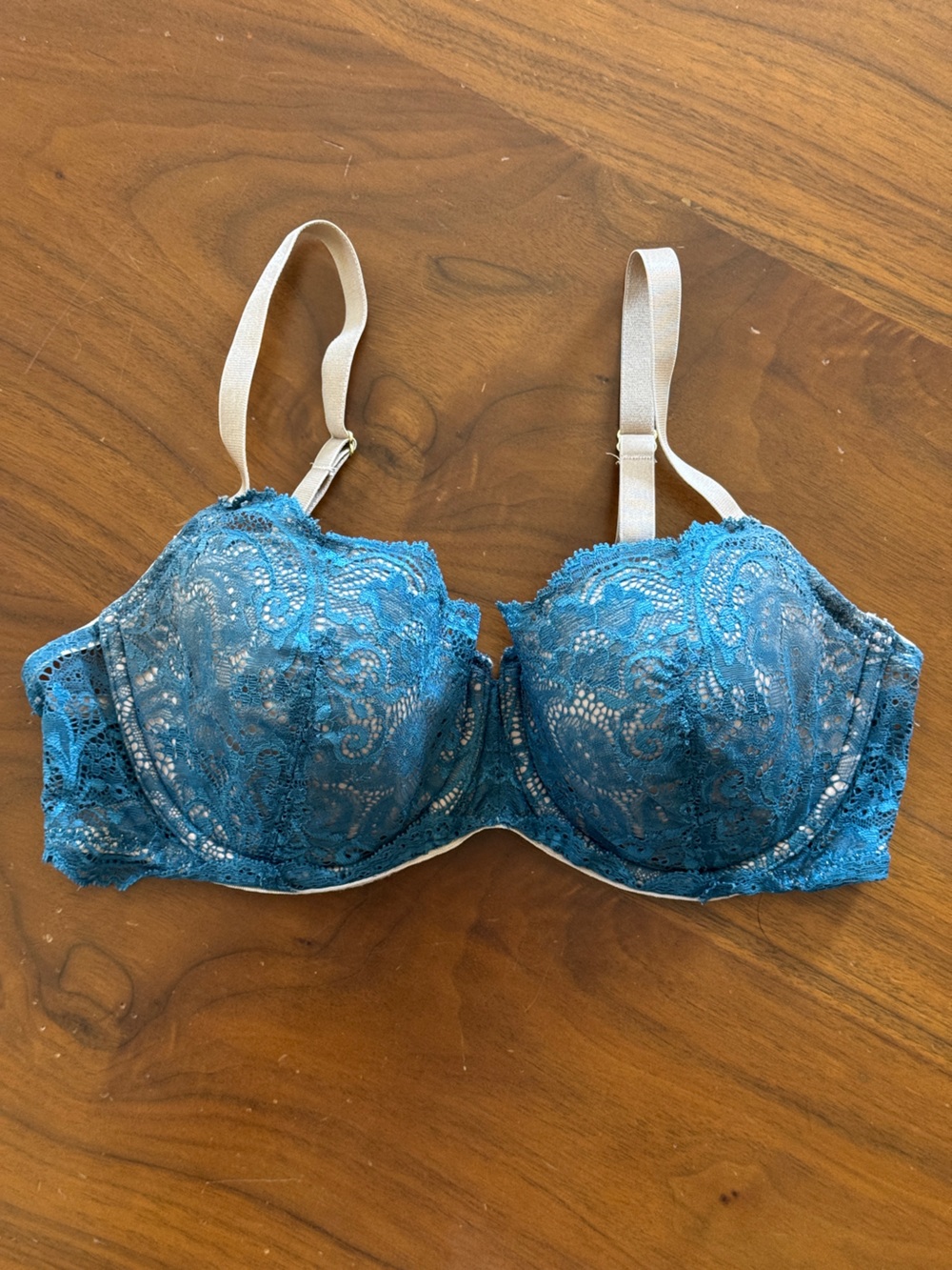 ThirdLove Blue Aqua Teal Lace Balconette 24/7 Memory Foam Bra 34D